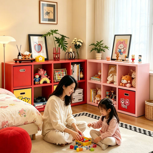 彩色格子儿童收纳柜自由组合