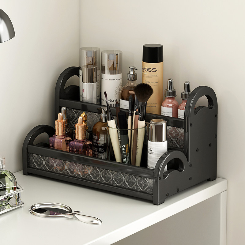复古法式风梳妆台化妆品置物架2025新款桌面多层护肤品收纳整理架,收纳整理,桌面收纳盒,淘宝优惠券,粉丝福利购,淘宝优惠卷
