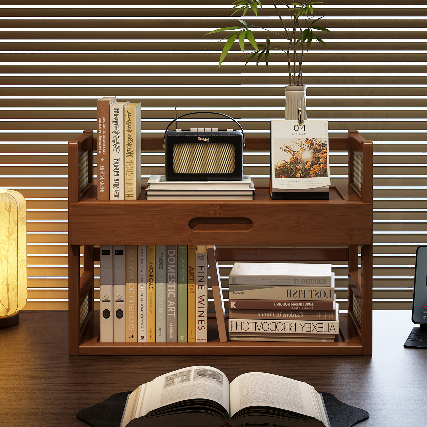 姿竹桌面书架中古风小型置物架