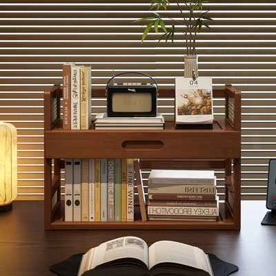 姿竹桌面书架中古风小型置物架