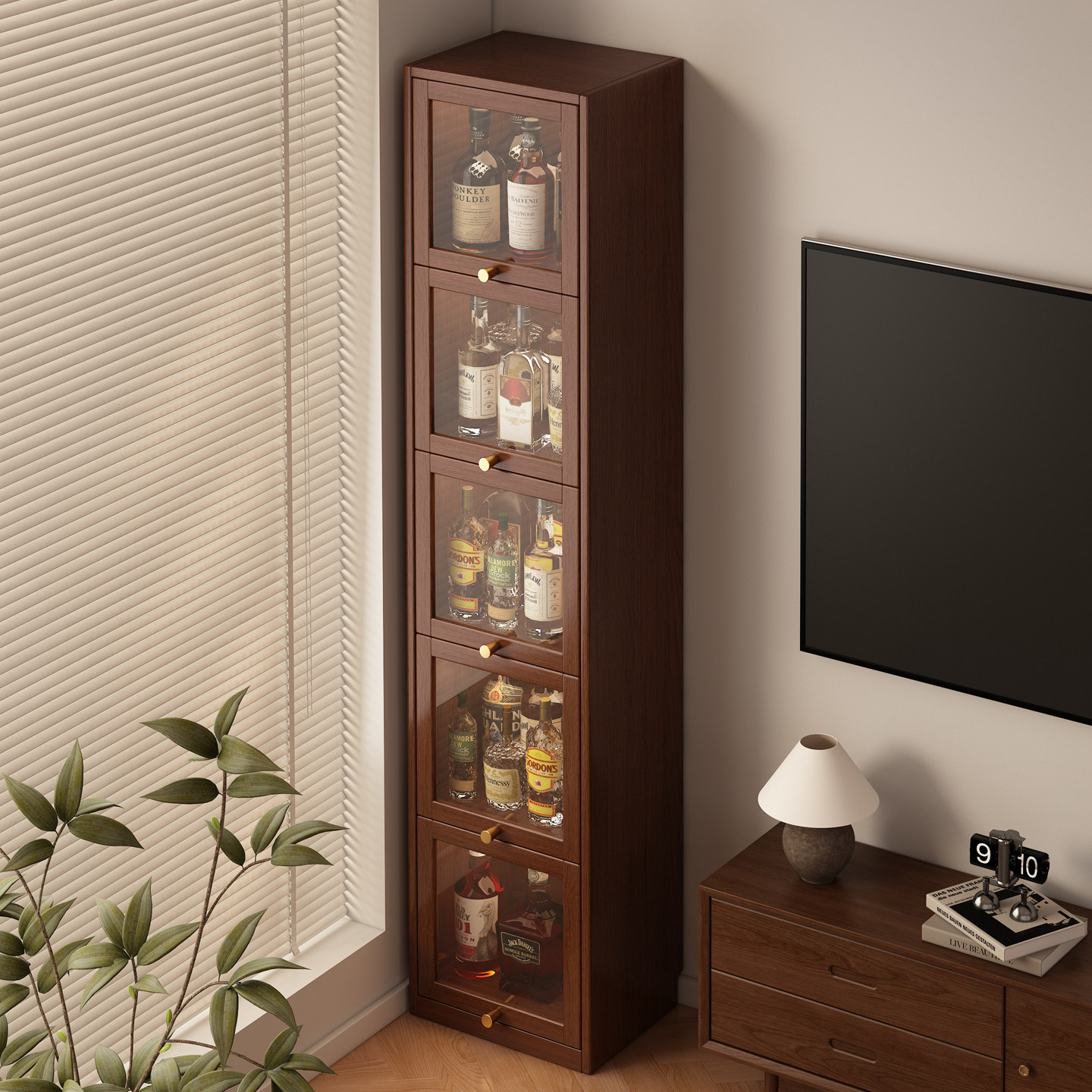 实木角柜转角置物架客厅墙角酒柜红酒收纳展示柜靠墙窄柜拐角边柜