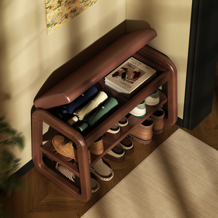 换鞋凳门口家用实木穿鞋凳高级感入户进门可坐鞋柜中古风长条凳子