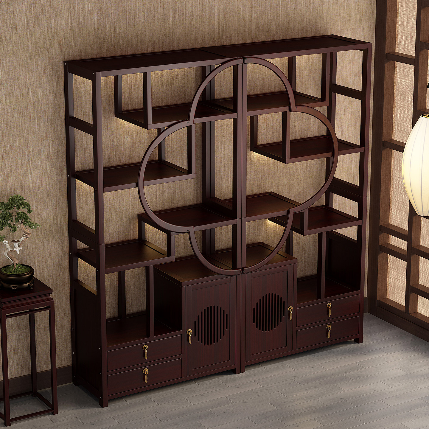 实木博古架茶具置物架新中式多宝阁茶叶放置架一体靠墙茶架展示柜,住宅家具,多宝格/博古架,淘宝优惠券,粉丝福利购,淘宝优惠卷