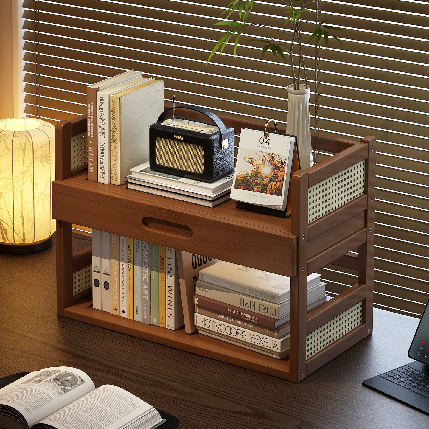 姿竹桌面书架中古风小型置物架