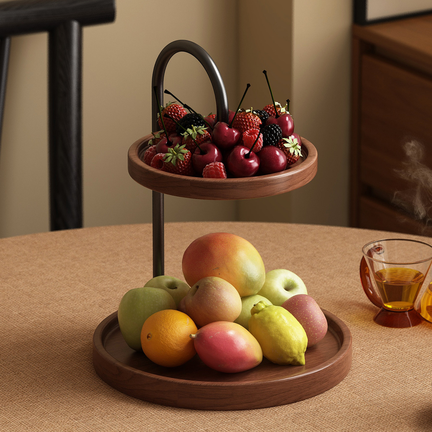 实木果盘装饰摆件家用客厅茶几零食盘木质高级感双层点心水果托盘,家居饰品,装饰摆件,淘宝优惠券,粉丝福利购,淘宝优惠卷