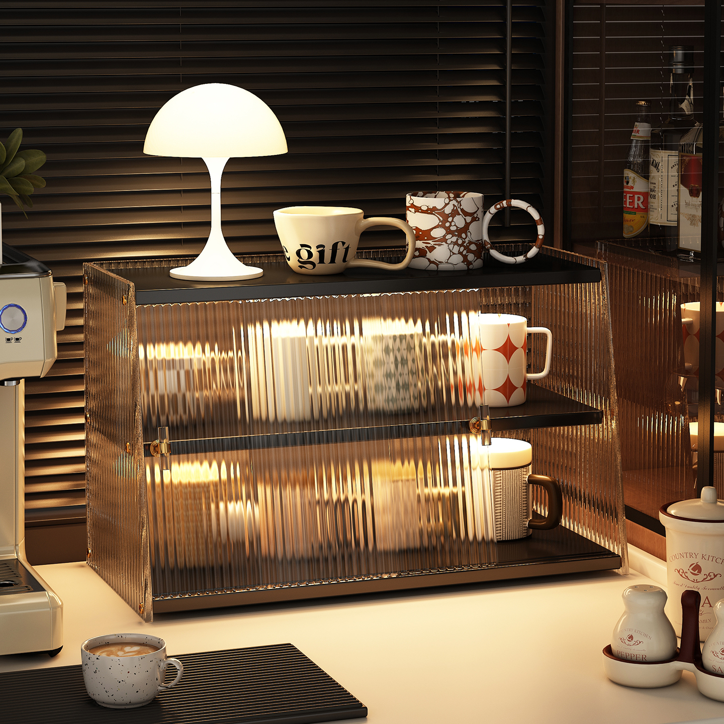 带门防尘防虫亚克力梯形杯架