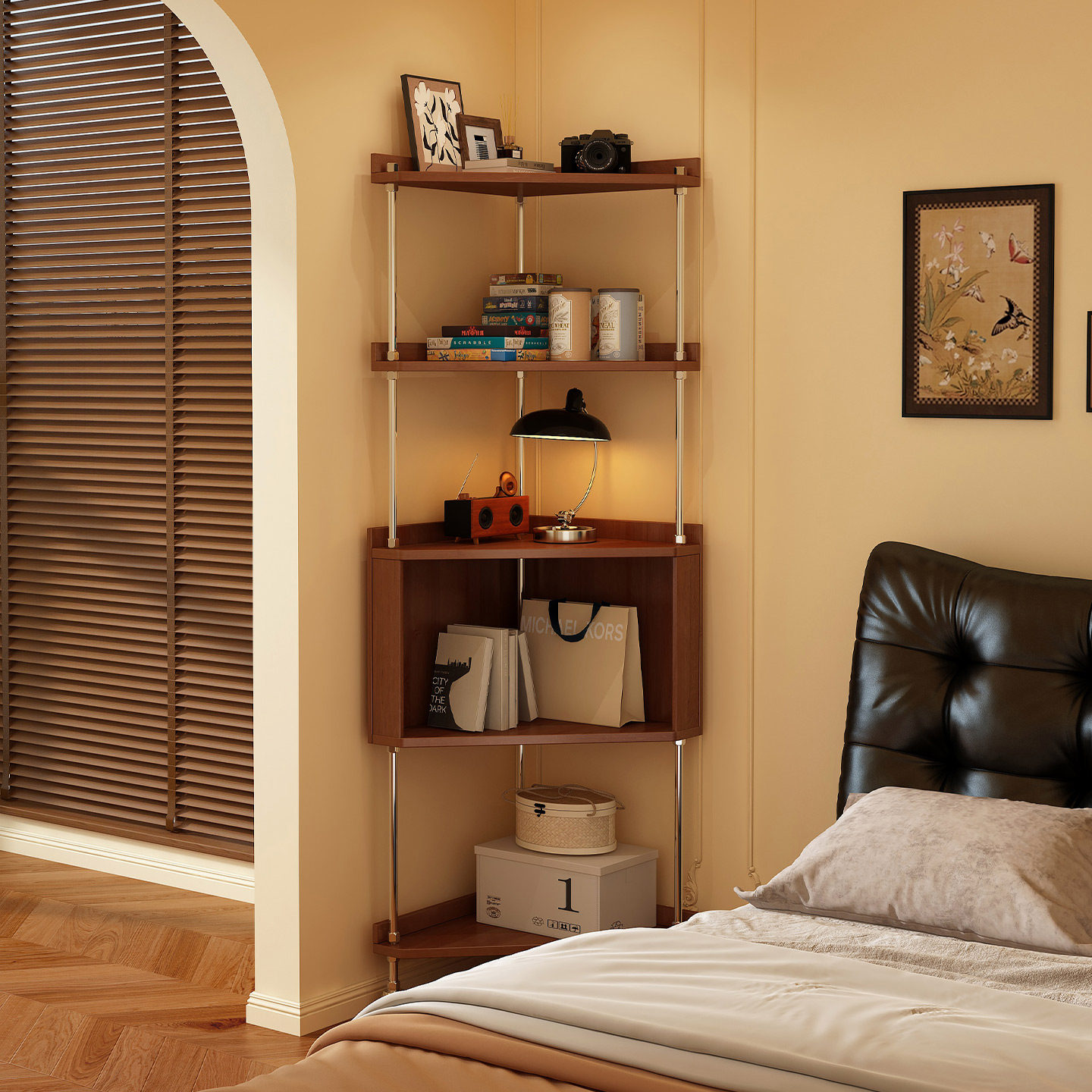 中古实木转角置物架客厅角柜三角柜子卧室落地拐角柜角落展示柜,住宅家具,书架,淘宝优惠券,粉丝福利购,淘宝优惠卷