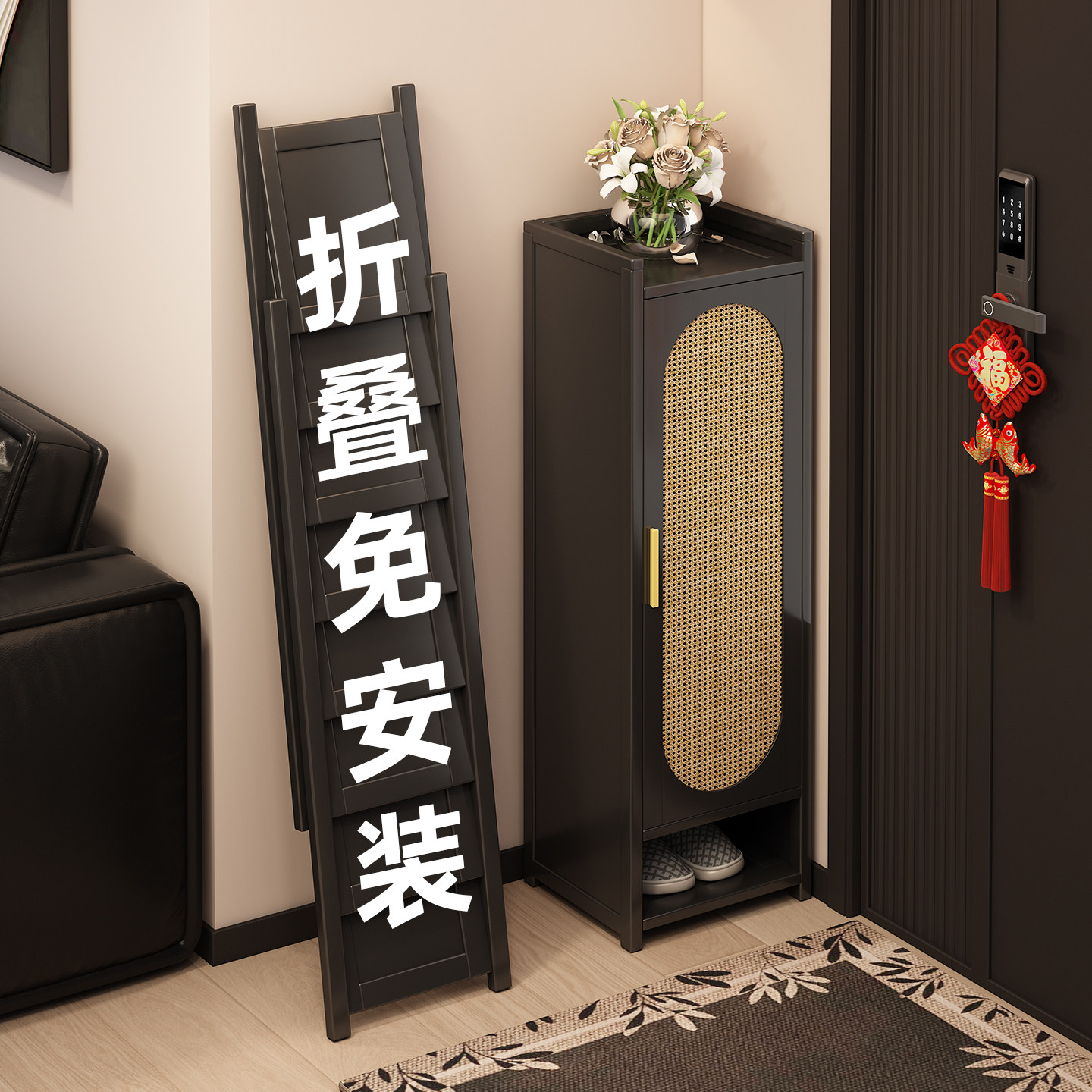 折叠鞋架小窄门口多层家用免安装不占空间外楼道入户角落防尘鞋柜,住宅家具,鞋架,淘宝优惠券,粉丝福利购,淘宝优惠卷