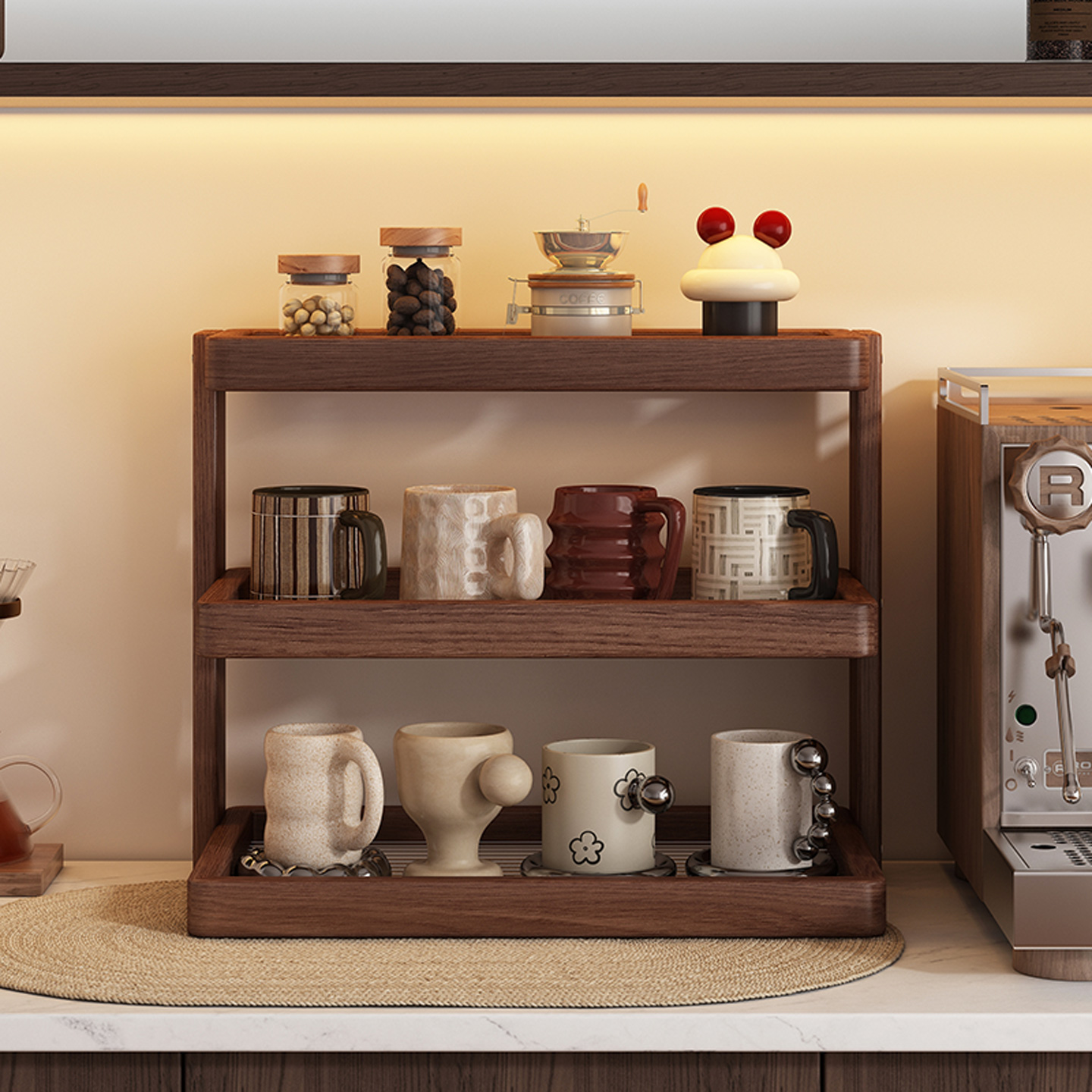 中古风咖啡吧台置物架