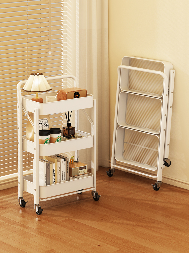 理发店小推车置物架便携式折叠免安装移动收纳架美容院小型工具车