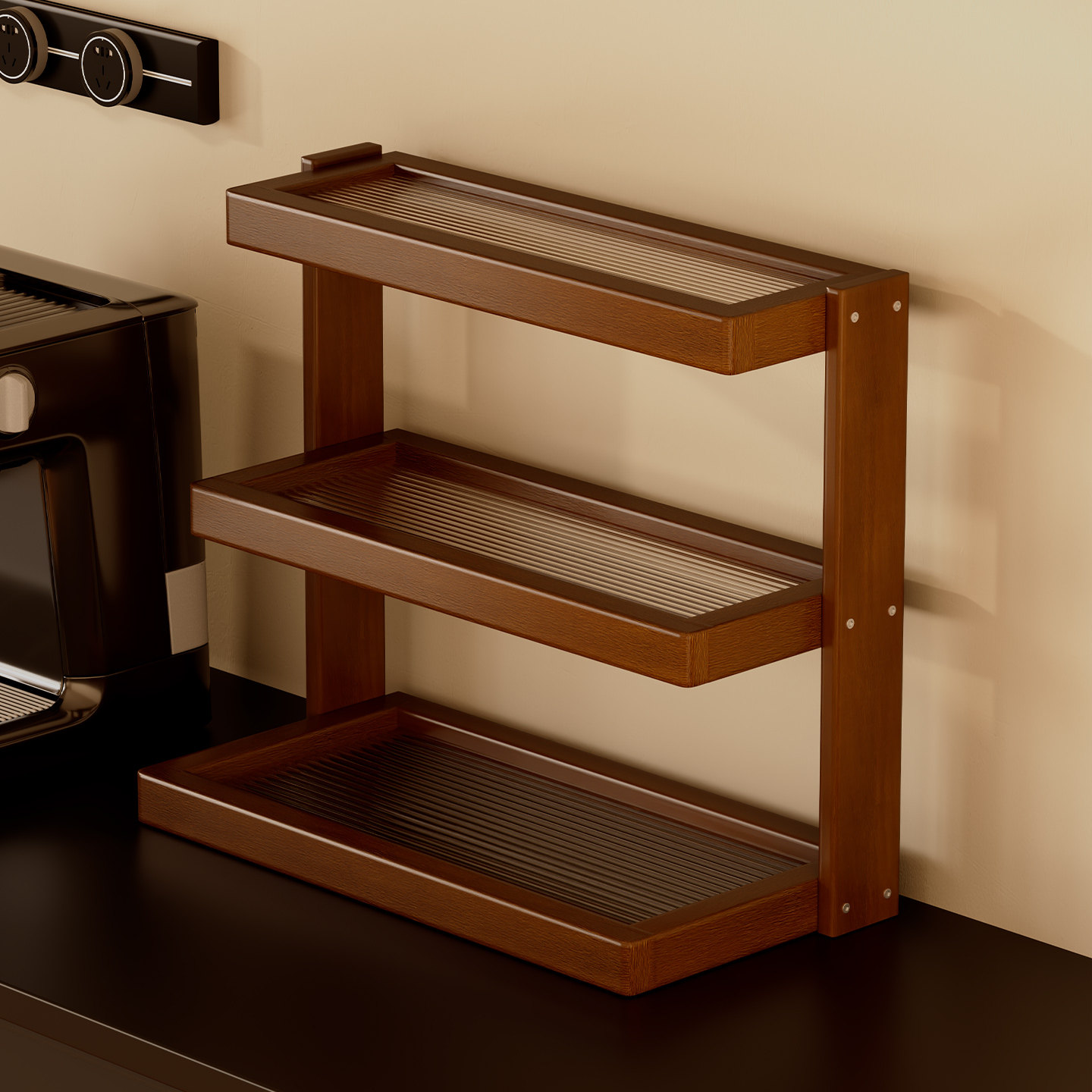 复古风拉满~实木杯架桌面置物架