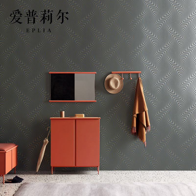 北欧简约几何抽象曲线波浪纹墙纸客厅卧室电视背景墙壁纸2025新款