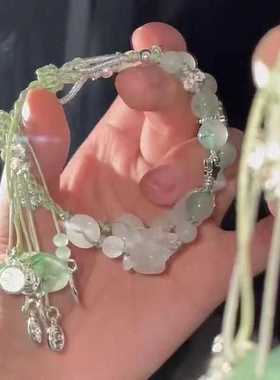 莲花荷叶手链合金中式未镶嵌女性