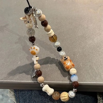 新款ins风骨头狗狗珠珠手机挂件