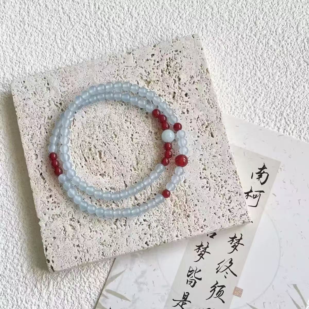 国风复古小众手串玻璃串珠简约百搭中式叠戴闺蜜学生小清新手链