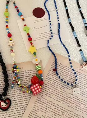 夏日多巴胺彩色甜酷小众锁骨链