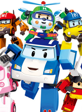 大号变形警车珀利玩具POLI变形机器人罗伊消防车救援队儿童玩具