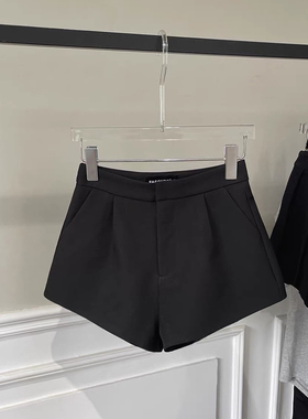 黑色高腰a字短裤女 秋季西装超短裤辣妹显瘦百搭小个子阔腿西裤