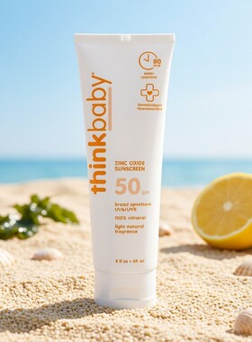 官方美国Thinkbaby婴儿童物理防晒霜SPF50户外活动氧化锌防紫外线