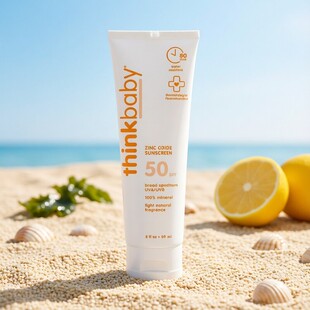 官方美国Thinkbaby婴儿童物理防晒霜SPF50户外活动氧化锌防紫外线