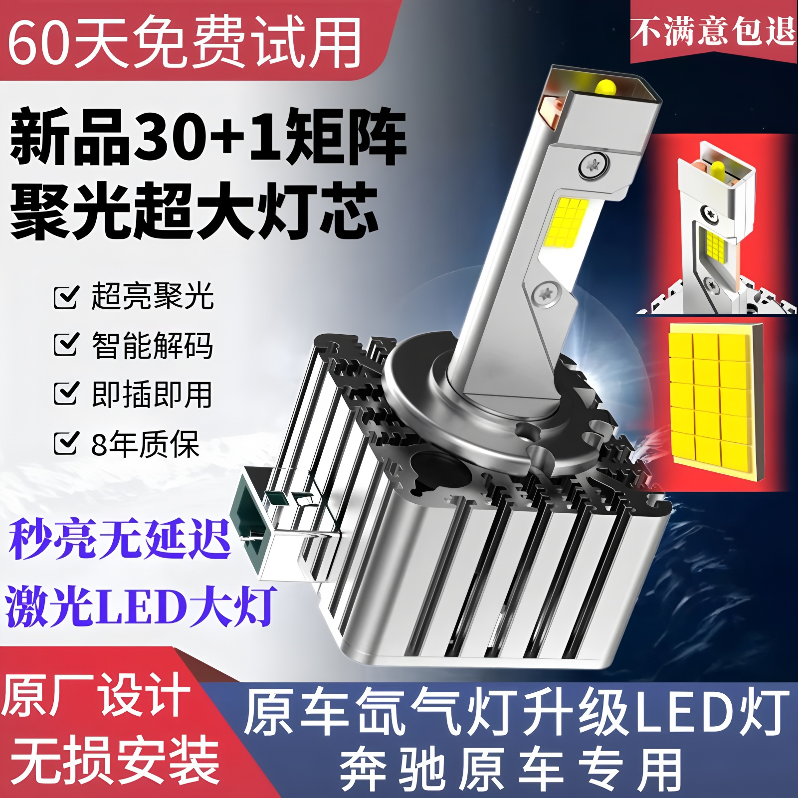 奔驰C200E260E300GLK激光大灯