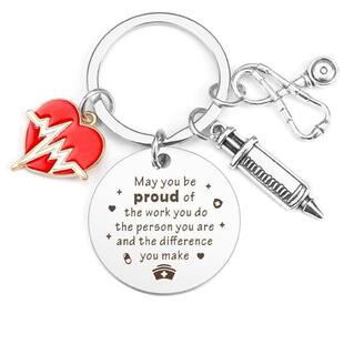 医师节心电图不锈钢钥匙扣医务人员护士刻字护士钥匙扣学生毕业礼