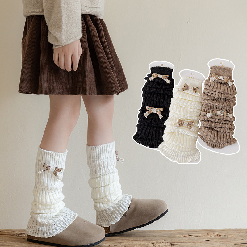 儿童袜套女童堆堆袜秋冬腿套宝宝花边小腿袜春秋针织护腿长筒袜