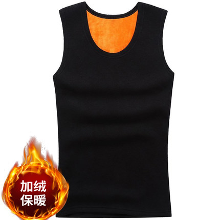 秋冬季新款男士加绒加厚保暖背心弹力双面绒内搭坎肩修身紧身马甲
