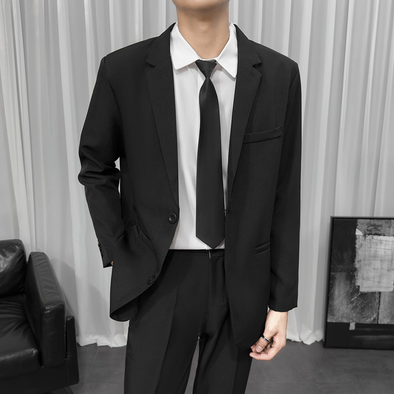 秋季西装外套男休闲痞帅团体服学院风韩版修身薄款男生肩垫小西服