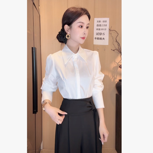 刘欣G店 翻领开衫长袖衬衫S423
