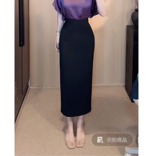 现 刘欣服饰修身黑色包臀裙.款新款简约大气知性高腰半身裙5294