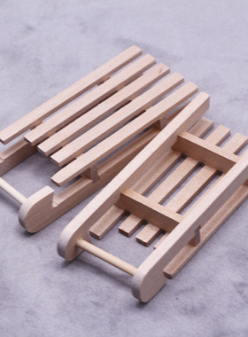 娃娃屋dollhouse圣诞工艺场景模型配件可上色diy实木质素胚雪橇