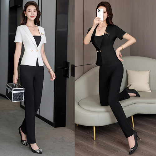 夏季新款足浴前台小姐上班工作服