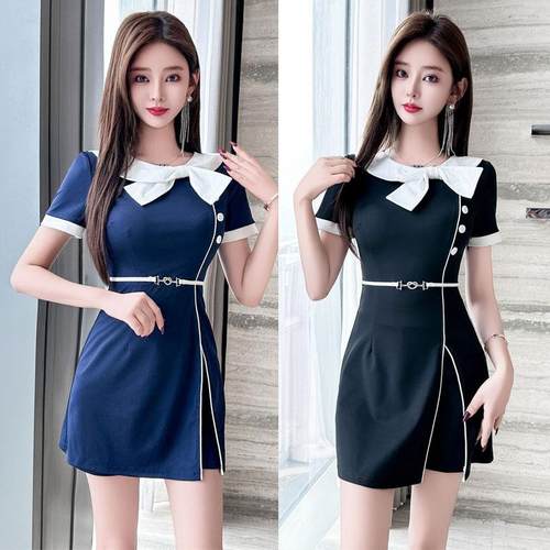 采耳技师前台新款气质遮肚子套装