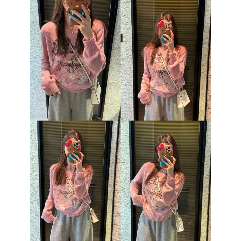 【彩虹提花】冬季时尚百搭提花重工温柔毛针织衫女-MY20251385