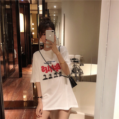 實拍實價 圓領寬鬆百搭印花T恤打底衫上衣