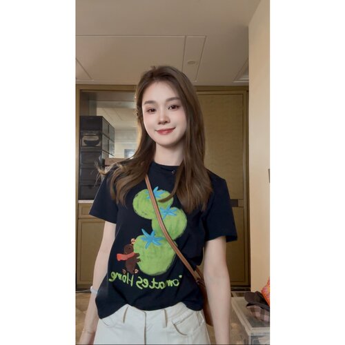 春夏时尚百搭减龄可爱番茄印花短袖T恤女小众