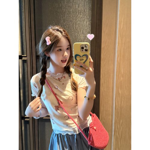 【月光小马~】夏季时尚减龄趣味假两件T恤短袖