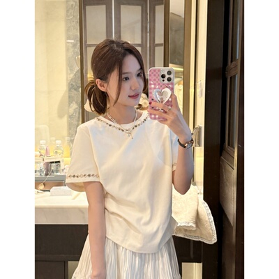 TWINKLE跳跳【新中式T恤】春夏韩系温柔国风刺绣新中式短袖T恤女