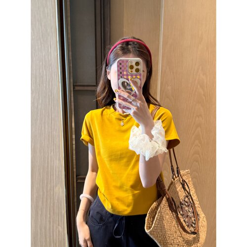TWINKLE跳跳【多巴胺】时尚百搭通勤风纯色短袖T恤女夏简约