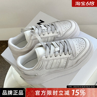 诗歌兰2025秋季新款真皮做旧小白鞋女厚底增高百搭运动休闲板鞋