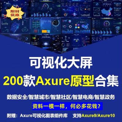 200款Axure大数据可视化大屏模板智慧行业城市政务电商高保真原型