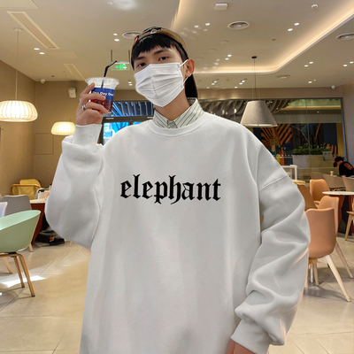 卫衣男春秋季ins潮牌内搭打底宽松港风加绒加厚情侣无帽上衣外套