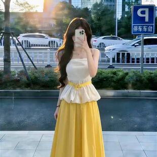 小个子抹胸花苞连衣裙女春夏季2026新款海边度假独特漂亮套装长裙