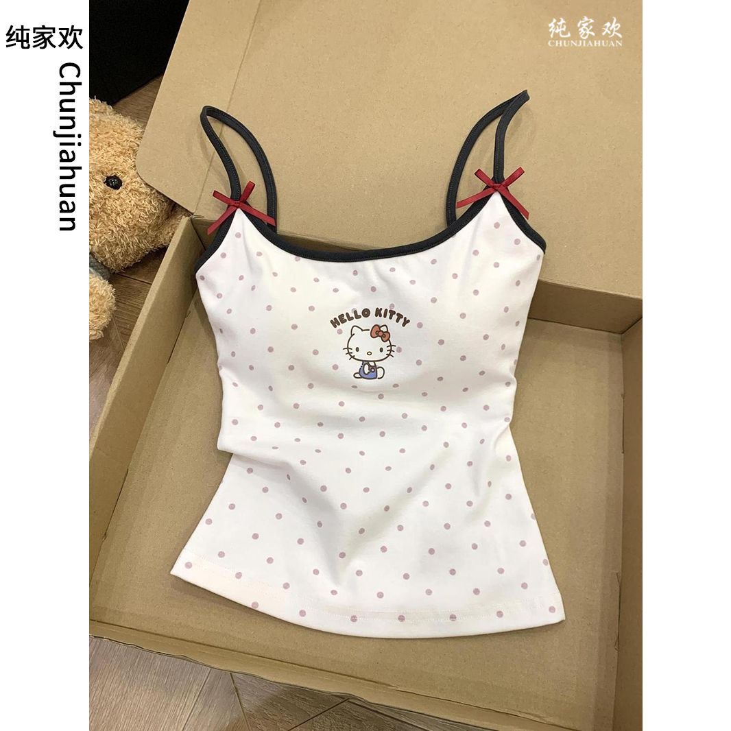 带胸垫韩系辣妹蝴蝶结吊