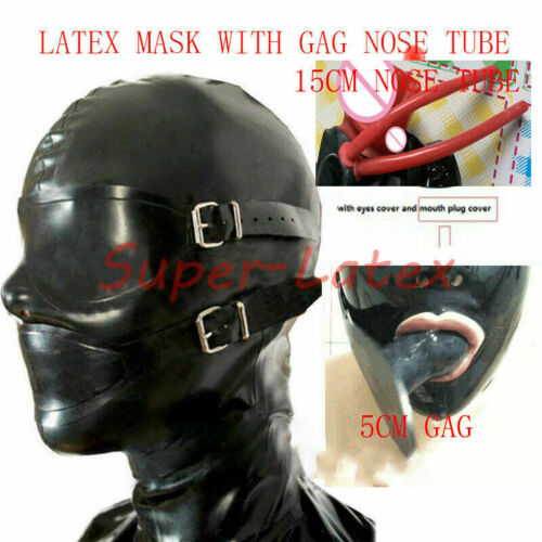 乳胶头套 全包乳胶头套 带移动眼罩 口罩 口塞 15cm鼻管