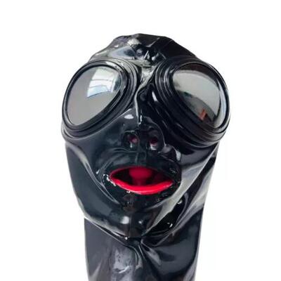 乳胶头套 带镜片 牙套 15cm鼻管  全包头套 latex mask