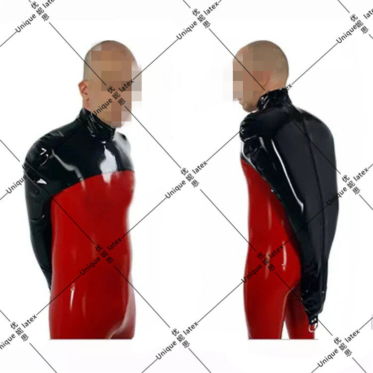 乳胶衣男束缚衣可带手臂紧身衣