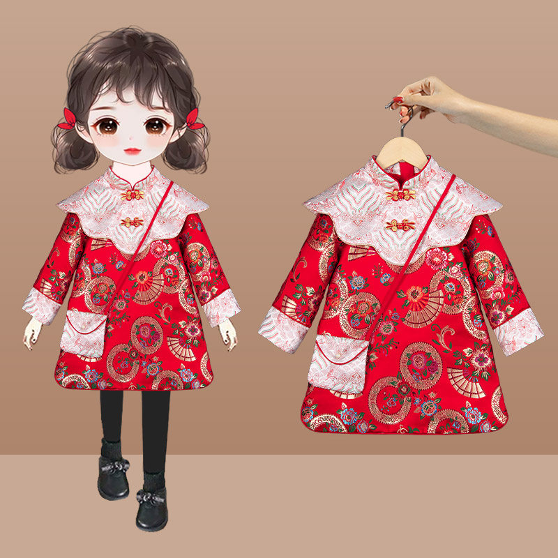 女宝宝周岁礼服中式抓周宴女孩婴儿衣服一岁唐装旗袍裙子国潮秋冬