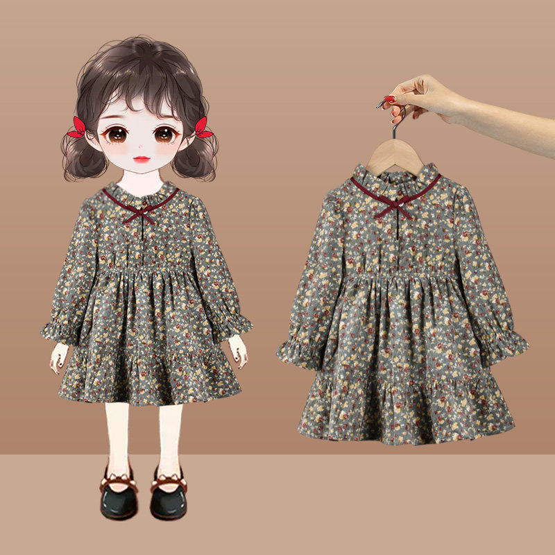 女童连衣裙新款宝宝公主裙洋气儿童网红裙子小童装裙春秋长袖衣服